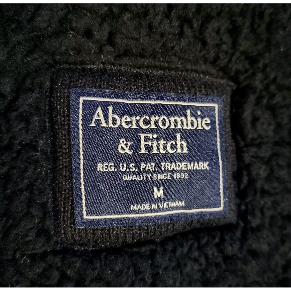 Abercrombie & Fitch Womens M Black Knit Sherpa-Fleece Lined Jacket Open Front - Picture 2 of 14